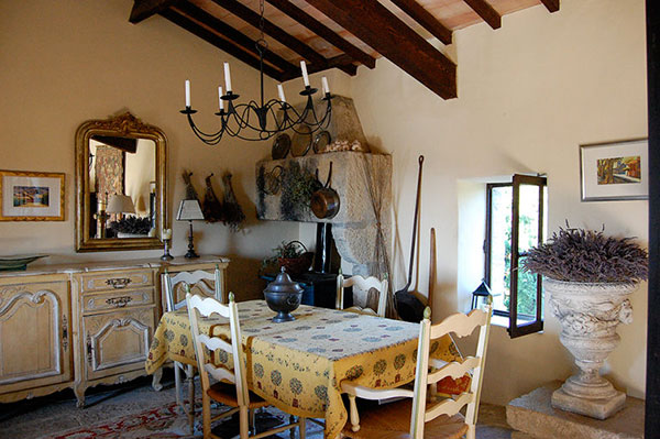 The dining area of the home at the chateau de la commanderie