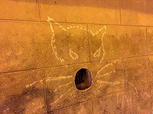 Whimsical cat art in Uzes France