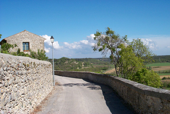 the road that encircles Lussan France provides beautiful views